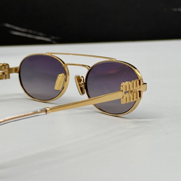 NEW MU54ZS 5AK30C MIU MIU WOMEN SUNGLASSES MU 54ZS 5AK30C GOLD OVAL SMU 54Y main image 4